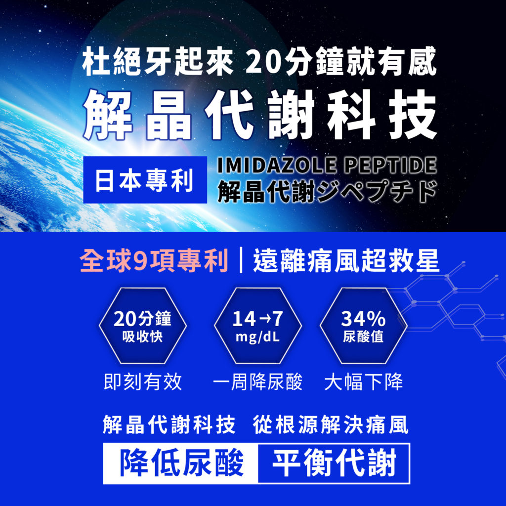杜絕牙起來20分鐘就有感，解晶代謝科技遠離痛風超救星